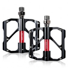 Beauty Star Bike Pedals  Bicycle Pedals 9/16 Inch Spindle Universal Cycling Pedals Aluminium Alloy Lightweight Mountain Bike Pedal for MTB  Road Bicycle  BMX (Black 1 pair) - B074PPSBGL
